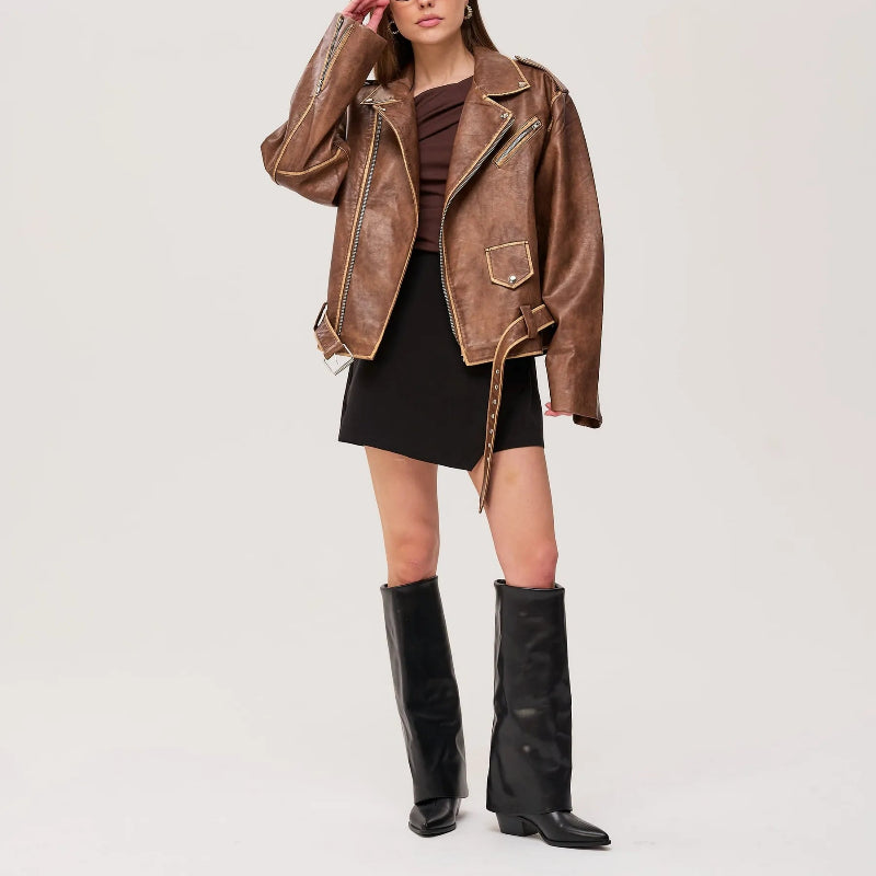 Botte haute en cuir femme