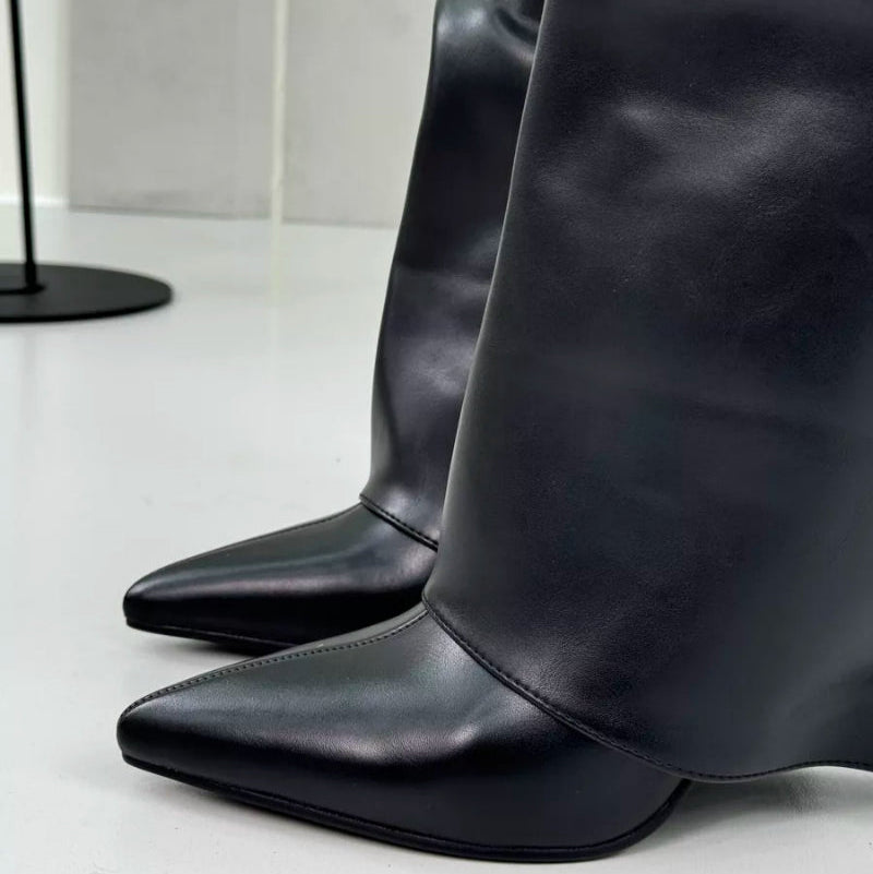 Botte haute en cuir femme