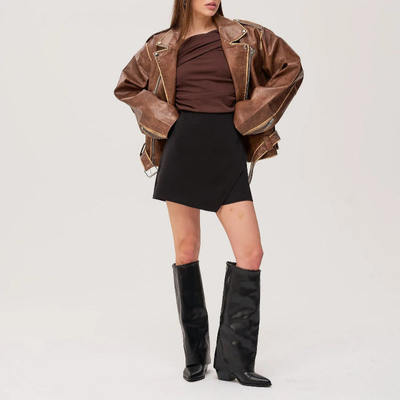 Botte haute en cuir femme