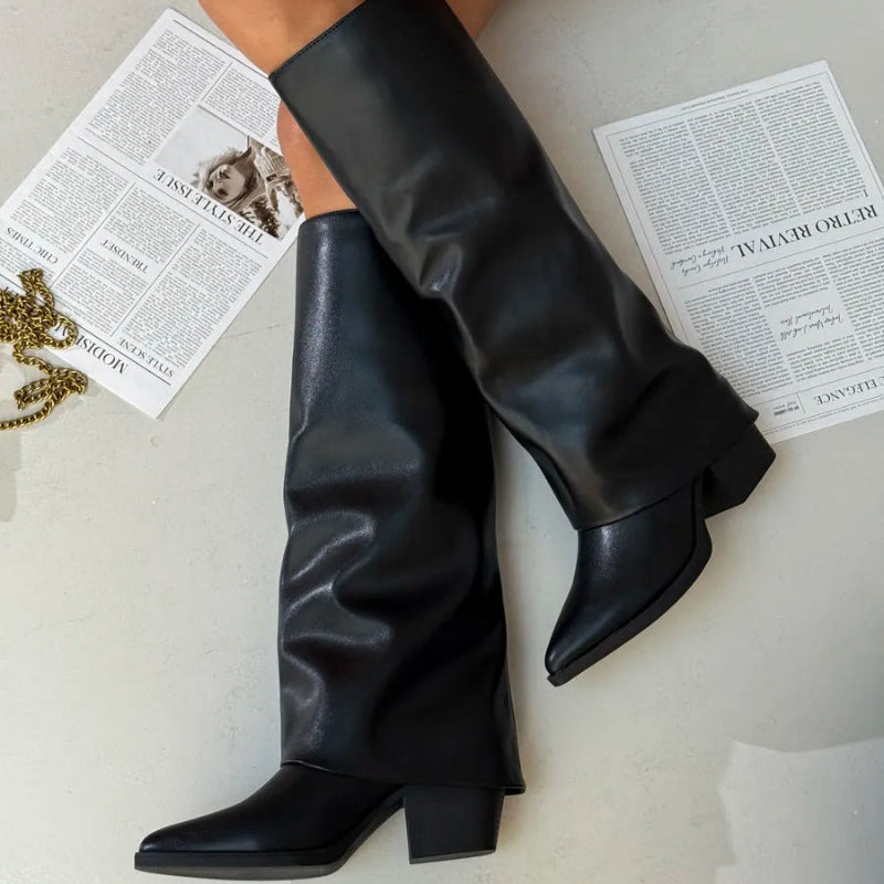Botte haute en cuir femme