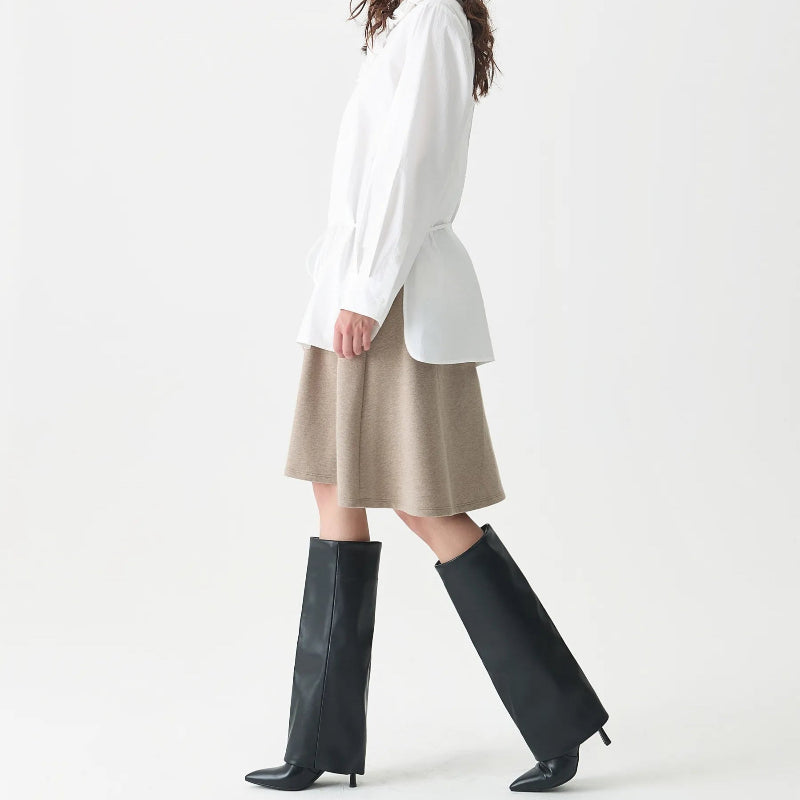 Botte haute en cuir femme talon fin
