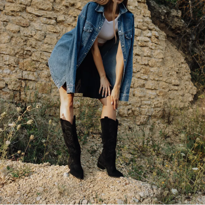 Bottes hautes en daim premium