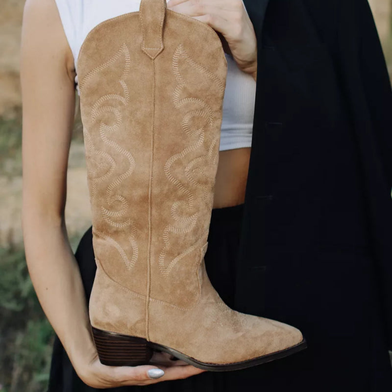 Bottes hautes en daim premium