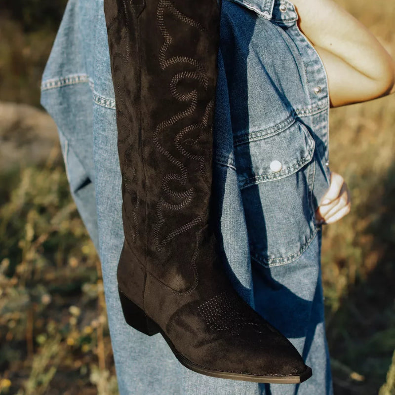 Bottes hautes en daim premium
