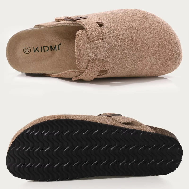 Sabot mule en suède Beige Rose