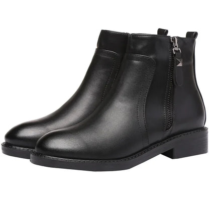 Botte cuir courte femme Noir 