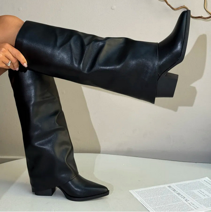Botte haute en cuir femme