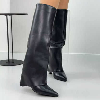 Botte haute en cuir femme