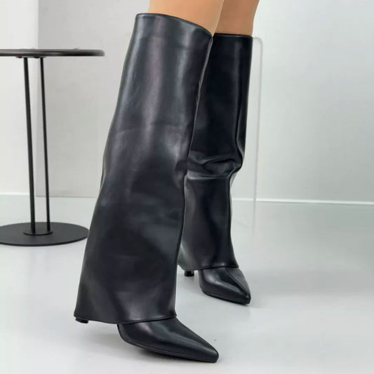Botte haute en cuir femme