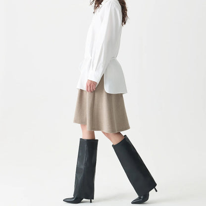 Botte haute en cuir femme talon fin