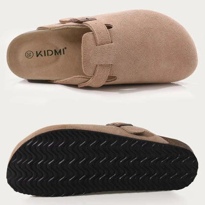 Sabot mule en suède Beige Rose