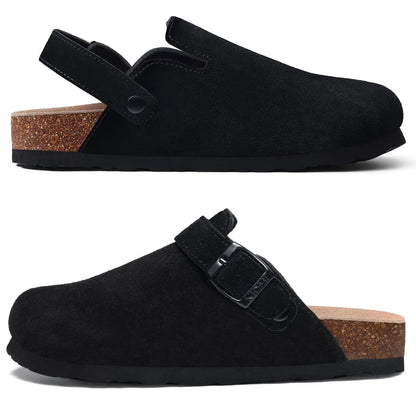 Sabot mule en suède Noir